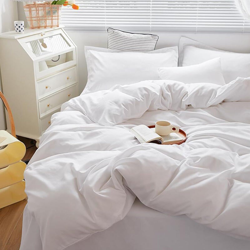 Cottonight White Comforter Sets Queen Pure White Bedding Comforter Queen Size Quilts Blanket Ultra Soft Breathabe Solid Bedding Set for Women Men Adults Teens - Image 3